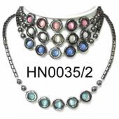 Colored Opal Beads Hematite Donut Pendant Beads Stone Chain Choker Fashion Women Necklace